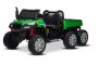 Coche eléctrico infantil tipo tractor RIDER 6X6 24V con tracción en las cuatro ruedas (4X 200W), biplaza, verde, batería de litio, ruedas EVA, asiento doble de cuero sintético, ejes con suspensión, mando a distancia de 2.4 GHz, reproductor MP3 con entrada