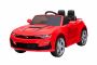 Coche eléctrico para niños Chevrolet Camaro, rojo, licencia original, batería de 12 V, puertas que se abren, Asiento de cuero artificial, motor de 2x 35 W, luces LED, control remoto de 2,4 Ghz, ruedas suaves de EVA, arranque suave