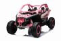 Coche eléctrico Can-am Maverick 24V, Rosa, biplaza, suspensión trasera, mando a distancia de 2,4 Ghz, Batería de Litio Portátil, 4 motores de 200 W, ruedas de EVA, asiento del conductor ajustable, reproductor de MP3 con entrada USB/SD, con licencia