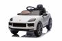 Coche eléctrico para niños Porsche Cayenne 12V con tracción trasera – Licencia oficial (asiento individual), blanco , batería de litio, asiento amplio, ejes con suspensión, mando a distancia 2,4 GHz, reproductor MP3 con entrada USB/AUX, luces LED