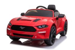 Coche eléctrico Drift con conductor Ford Mustang 24V, rojo, ruedas Smooth Drift, 2 motores de 25000 rpm, modo Drift a 13 km / h, batería de 24 V, luces LED, ruedas delanteras suaves de EVA, control remoto de 2,4 GHz, asiento suave de PU, Licencia ORIGINAL