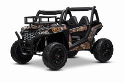 Coche Eléctrico Infantil Tipo UTV 24V, Negro , con dos asientos de similpiel, Mando a distancia 2.4Ghz, 2 motores de 200 W, Batería de Litio, freno eléctrico, luces LED, ruedas de EVA blandas con suspensión, Reproductor MP3 con USB/SD.