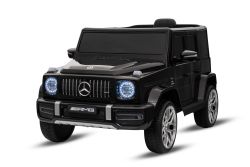 Coche eléctrico para niños Mercedes G nuevo, negro, licencia original, batería recargable, puertas abatibles, asiento individual, 2 motores, batería de litio, control remoto 2.4 GHz, suspensión trasera, arranque suave