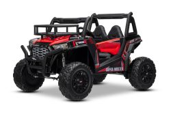 Coche Eléctrico Infantil Tipo UTV 24V, Rojo , con dos asientos de similpiel, Mando a distancia 2.4Ghz, 2 motores de 200 W, Batería de Litio, freno eléctrico, luces LED, ruedas de EVA blandas con suspensión, Reproductor MP3 con USB/SD.