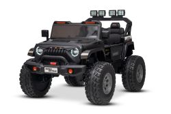 Coche eléctrico para niños Beneo Motors OFFRIDE 4x4² biplaza 24V, negro, reproductor MP3 con entrada USB/AUX, tracción 4x4, batería de litio, enormes ruedas EVA con suspensión en las ruedas traseras, control remoto, luces LED.