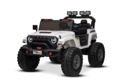 Coche eléctrico para niños Beneo Motors OFFRIDE 4x4² biplaza 24V, blanco, reproductor MP3 con entrada USB/AUX, tracción 4x4, batería de litio, enormes ruedas EVA con suspensión en las ruedas traseras, control remoto, luces LED.