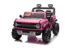 Ford Bronco XL Coche Eléctrico de Montar con Tracción en las Ruedas Traseras, Licenciado (Para Dos Ocupantes), Rosa, Batería de Litio, Suspensión Alta, Dos Asientos, Eje Trasero Suspendido, Control Remoto de 2.4 GHz, Reproductor MP3 con Entrada USB, Luc