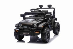Coche eléctrico para niños OFFROAD NEW con tracción trasera, negro, batería de litio, chasis alto, asiento ancho, suspensión en las ruedas traseras, control remoto de 2.4 GHz, luces LED