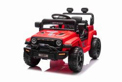 Coche eléctrico para niños OFFROAD NEW con tracción trasera, rojo, batería de litio, chasis alto, asiento ancho, suspensión en las ruedas traseras, control remoto de 2.4 GHz, luces LED