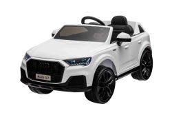 Correpasillos eléctrico Audi Q7 blanca, Monoplaza, Suspensión independiente, Batería 12V, Mando a distancia, Motor 2 x 35W, Luces LED, Reproductor MP3 con entrada USB/AUX, Licenciado