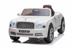 Correpasillos eléctrico Bentley Mulsanne 12V, blanco, asiento de polipiel, control remoto 2.4 GHz, ruedas de Eva, entrada USB/Aux, suspensión, batería de 12V/7Ah, luces LED, ruedas de EVA suave, motor 2 X 35W, licencia ORIGINAL