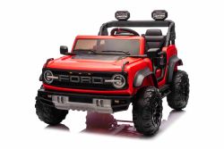 Ford Bronco XL Coche Eléctrico de Montar con Tracción en las Ruedas Traseras, Licenciado (Para Dos Ocupantes), Rojo, Batería de Litio, Suspensión Alta, Dos Asientos, Eje Trasero Suspendido, Control Remoto de 2.4 GHz, Reproductor MP3 con Entrada USB, Luc