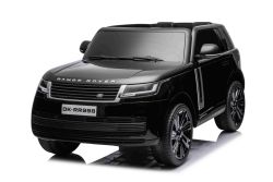Coche eléctrico Range Rover modelo 2023, dos plazas, negro, asientos de polipiel, radio con entrada USB, tracción trasera con suspensión, batería 12V7AH, ruedas EVA, llave de arranque, mando a distancia de 2,4 GHz, con licencia
