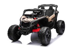 Coche eléctrico para niños Can-am Maverick Monoplaza con tracción 4X4, Negro, Suspensión independiente, Mando a distancia 2,4 Ghz, 4 Motores de 35W, Ruedas EVA, Asiento de piel, Reproductor MP3 con entrada USB/AUX, Licenciado