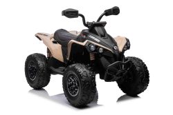 Quad eléctrico Can-am Renegade, color caqui, monoplaza, suspensión delantera y trasera, luces LED, batería de 12 V, 2 motores de 35 W, ruedas blandas de EVA, reproductor MP3 con entrada USB/AUX, con licencia