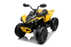 Quad Eléctrico para Niños Can-am Renegade, amarillo, monoplaza, suspensión delantera y trasera, luces LED, batería de 12 V, 2 motores de 35 W, ruedas blandas de EVA, reproductor MP3 con entrada USB/AUX, con licencia