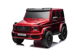 Coche eléctrico para niños Mercedes-Benz G63 AMG 4x4² Biplaza 24V, Pintado rojo, Reproductor MP4 con entrada USB/AUX, Tracción 4x4, Batería 24V/7Ah, 4 motores de 200W, Ruedas EVA con suspensión, Asientos de polipiel, Mando a distancia , Licenciado