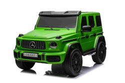 Coche eléctrico para niños Mercedes-Benz G63 AMG 4x4² Biplaza 24V, Pintado verde, Reproductor MP4 con entrada USB/AUX, Tracción 4x4, Batería 24V/7Ah, 4 motores de 200W, Ruedas EVA con suspensión, Asientos de polipiel, Mando a distancia , Licenciado