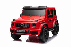 Coche eléctrico para niños Mercedes-Benz G63 AMG 4x4² Biplaza 12V, rojo, Reproductor MP3 con entrada USB/AUX, Tracción 4x4, Batería 12V14Ah, Ruedas EVA con suspensión, Asientos en polipiel, Mando a distancia, Licencia