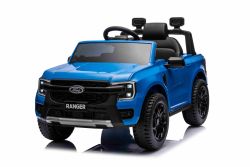 Coche eléctrico para niños FORD Ranger 12V, Azul, Asiento de piel, Mando 2.4 GHz, Entrada Bluetooth/USB, Suspensión, Batería 12V, Ruedas de Plástico, 2 Motores X 30W, Licencia ORIGINAL