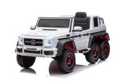 Correpasillos eléctrico Mercedes-Benz G63 AMG 6X6, Monoplaza, blanco, 6 ruedas con suspensión independiente, Tracción 4 motores de 45W, Batería 12V10AH, Ruedas y asiento de plástico, Mando a distancia, Licenciado