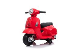 Patinete eléctrico Vespa GTS, rojo, con ruedas auxiliares, Licencia, Batería 6V, Asiento de cuero, Motor 30W