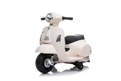 Patinete eléctrico de paseo Vespa GTS, blanco, con ruedas auxiliares, Licencia, Batería 6V, Asiento de cuero, Motor 30W