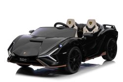 Correpasillos Eléctrico Lamborghini Sian 4X4, negro, 12V, Mando a distancia 2,4 GHz, Entrada USB/AUX, Bluetooth, Suspensión, Puertas de apertura vertical, Ruedas blandas de EVA, Luces LED, Licencia ORIGINAL