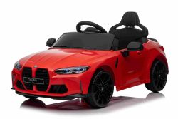 Coche eléctrico para niños BMW M4, rojo, mando 2.4 GHz, entrada USB/Aux, suspensión, batería 12V, luces LED, 2 X Motor, Matrícula ORIGINAL