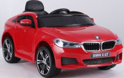 Vehículo eléctrico BMW 6GT: asiento sencillo, rojo, con licencia original, batería, puertas que se abren, asiento de cuero, 2x motor, batería 2x 6V / 4 Ah, control remoto de 2.4 Ghz, arranque suave