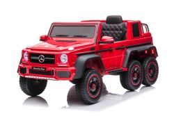 Coche eléctrico para niños Mercedes-Benz G63 AMG 6X6, Monoplaza, rojo, 6 ruedas con suspensión independiente, Tracción 4 motores de 45W, Batería 12V10AH, Ruedas y asiento de plástico, Mando a distancia, Licenciado