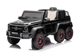 Coche eléctrico para niños Mercedes-Benz G63 AMG 6X6, Monoplaza, negro, 6 ruedas con suspensión independiente, Tracción 4 motores de 45W, Batería 12V10AH, Ruedas y asiento de plástico, Mando a distancia, Licenciado
