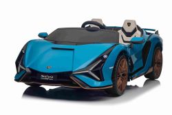 Coche eléctrico para niños Lamborghini Sian 4X4, azul, 12V, Mando a distancia 2,4 GHz, Entrada USB/AUX, Bluetooth, Suspensión, Puertas de apertura vertical, Ruedas blandas de EVA, Luces LED, Licencia ORIGINAL