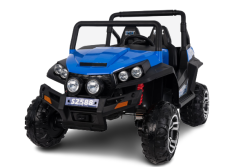 Electric Ride-On Toy Car RSX Blue - 2.4Ghz, 24V, 4 X MOTOR, remote control, two-seats in leather, Soft EVA wheels, FM Radio, Bluetooth