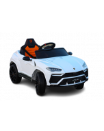 Paseo eléctrico en automóvil Lamborghini URUS, blanco, con licencia original, alimentado por batería, puertas de apertura vertical, 2x motor, batería de 12 V, control remoto de 2.4 Ghz, ruedas suaves de EVA, suspensión, arranque suave