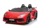 Coche eléctrico Lamborghini Aventador 12V para dos usuarios, Rojo, Puertas de apertura vertical, Motor 2 x 12V, Batería 12V, Control remoto 2.4 Ghz, Ruedas EVA blandas, Suspensión, Arranque suave, Reproductor MP3 con USB, Licencia original