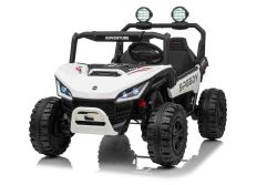 Coche eléctrico para niños T-REX Ride 4x4, dos plazas, 24V, blanco, reproductor MP3 con entrada USB/AUX, tracción 4x4, batería de litio, suspensión, control remoto, luces LED