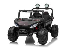 Coche eléctrico para niños T-REX Ride 4x4, dos plazas, 24V, negro, reproductor MP3 con entrada USB/AUX, tracción 4x4, batería de litio, suspensión, control remoto, luces LED