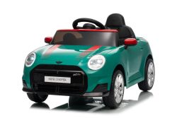 Coche eléctrico BMW Mini Cooper 12V, verde, reproductor MP3 con conexión USB y Bluetooth, control remoto 2,4 GHz, motor 2 x 25 W, batería de litio, luces LED, licencia ORIGINAL