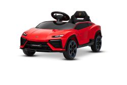 Coche eléctrico para niños Lamborghini Lanzador 12V con tracción trasera, con licencia (un solo asiento), rojo, batería de litio, luces LED, asiento amplio, control remoto 2,4 GHz, reproductor MP3 con entrada USB/AUX y conexión Bluetooth
