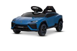 Coche eléctrico para niños Lamborghini Lanzador 12V con tracción trasera, con licencia (un solo asiento), azul, batería de litio, luces LED, asiento amplio, control remoto 2,4 GHz, reproductor MP3 con entrada USB/AUX y conexión Bluetooth