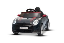 Coche eléctrico BMW Mini Cooper 12V, negro, reproductor MP3 con conexión USB y Bluetooth, control remoto 2,4 GHz, motor 2 x 25 W, batería de litio, luces LED, licencia ORIGINAL