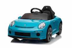 Coche eléctrico RUF GT 12V, azul, con puertas abatibles, control remoto 2,4 GHz, luces LED delanteras y traseras, entrada USB/Aux, batería de litio, 2 motores de 35W, licencia ORIGINAL