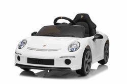 Coche eléctrico RUF GT 12V, blanco, con puertas abatibles, control remoto 2,4 GHz, luces LED delanteras y traseras, entrada USB/Aux, batería de litio, 2 motores de 35W, licencia ORIGINAL