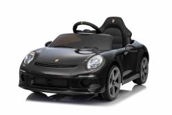 Coche eléctrico RUF GT 12V, negro, con puertas abatibles, control remoto 2,4 GHz, luces LED delanteras y traseras, entrada USB/Aux, batería de litio, 2 motores de 35W, licencia ORIGINAL