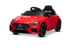 Coche eléctrico para niños Mercedes CLE 12V con tracción trasera, rojo, monoplaza, batería de litio, luces LED, asiento ancho, control remoto 2,4 GHz, reproductor MP3 con entrada USB/AUX y conexión Bluetooth, licencia ORIGINAL