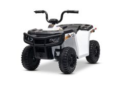 Quad eléctrico con licencia Arctic Cat 12V, tracción trasera, blanco, luces LED, batería de litio, 2 motores de 25W