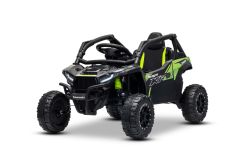Coche eléctrico para niños Kawasaki TERYX KRX 1000 12V,negro, asiento individual, suspensión en el eje trasero, control remoto 2,4 GHz, batería de litio, 2 motores de 25W, armazones de protección abatibles, reproductor MP3 con entrada USB/AUX, con licenci