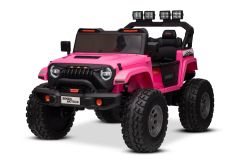 Coche eléctrico para niños Beneo Motors OFFRIDE 4x4 biplaza 24V, rosa, reproductor MP3 con entrada USB/AUX, tracción 4x4, batería de litio, enormes ruedas EVA con suspensión en las ruedas traseras, control remoto, luces LED.