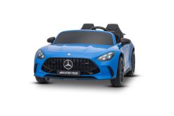 Coche eléctrico para niños Mercedes GT63 AMG 24V con tracción 4x4, azul, dos asientos, asiento del conductor ajustable, ruedas suaves de EVA, control remoto 2,4 GHz, USB/Bluetooth, motores 200W, suspensión, batería de litio, luces LED, licencia ORIGIN